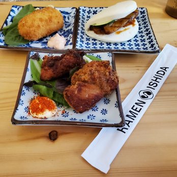 Ramen Ishida - Crab cream croquet, pork bun and karrage - Ramen Near Me - New York, New York