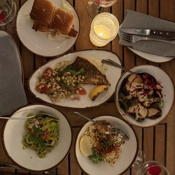 Bacari PDR - Fried chicken sliders, sea bass, Brussels sprouts, tripoline pasta, and street corn. - Italian Near Me - Playa Del Rey, California