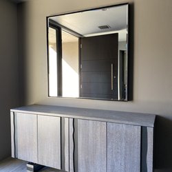Pima Frame - Custom mirror in float frame, hung in home entry