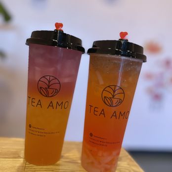 Tea Amo - Blue 27 Tea and Galaxy Sunrise Tea with lychee jellies - Desserts Near Me - San Marcos, California Tea Amo - Blue 27 Tea and Galaxy Sunrise Tea with lychee jellies - Desserts Near Me - San Marcos, California