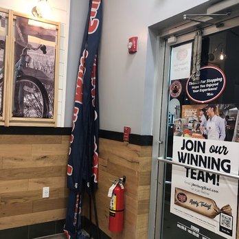 Jersey Mike's Subs - INSIDE DOOR WITH FLAG AND JOIN NOW SIGN - Fast Food Near Me - Plainview, New York Jersey Mike's Subs - INSIDE DOOR WITH FLAG AND JOIN NOW SIGN - Fast Food Near Me - Plainview, New York