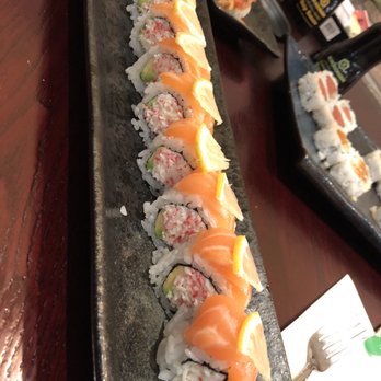 Kimono Sushi - Salmon Roll w crab inside - Sushi Bars Near Me - Tracy, California Kimono Sushi - Salmon Roll w crab inside - Sushi Bars Near Me - Tracy, California