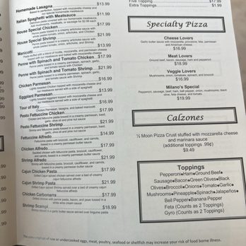 Milano's - Menu - Italian Near Me - Sharpsburg, Georgia