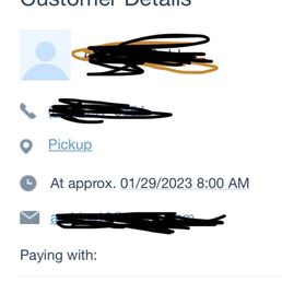 Here's our order showing the 8AM pickup time. Here's our order showing the 8AM pickup time.