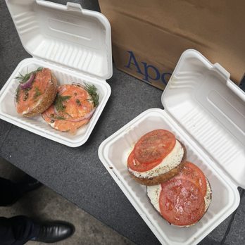 Apollo Bagels - Lox on an everything bagel Tomato on a plain bagel - Bagels Near Me - Brooklyn, New York Apollo Bagels - Lox on an everything bagel Tomato on a plain bagel - Bagels Near Me - Brooklyn, New York