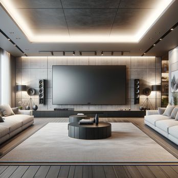 Modern Smart Home - Modern 98" Smart TV and custom KEF home theater system with Control4 home automation - Home Theatre Installation Near Me - Chandler, Arizona Modern Smart Home - Modern 98" Smart TV and custom KEF home theater system with Control4 home automation - Home Theatre Installation Near Me - Chandler, Arizona