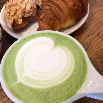 Handlebar Coffee Roasters - Croissant with Matcha Latte. - Coffee Roasteries Near Me - Santa Barbara, California