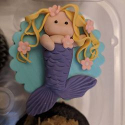 Little mermaid custom cupcake topper.