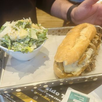 Riverside Taphouse - Cheesesteak with Caesar salad side- because why not? - American Near Me - Baltimore, Maryland