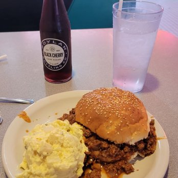 66 Diner - Classic Sloppy Joe with Potato Salad and a Black Cherry Soda - Diners Near Me - Albuquerque, New Mexico