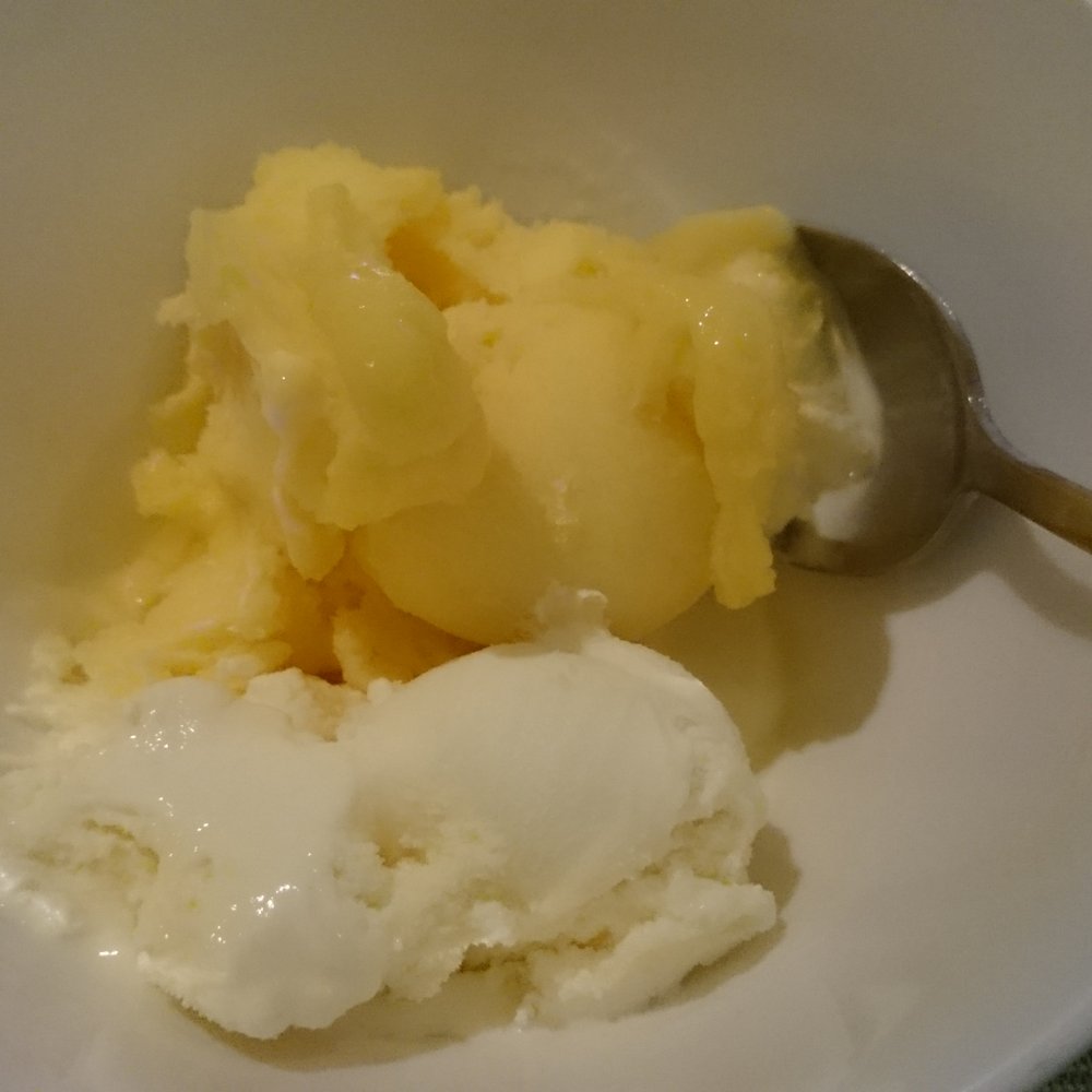 Thyme2 Restaurant - Mango sorbet and vanilla ice cream. Delicious combo. - Seafood Near Me - Brisbane, QLD