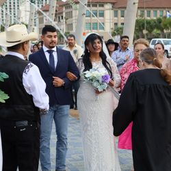 Pastor Audrey - Wedding on the sidewalk of the seawall, Corpus Christi, TX