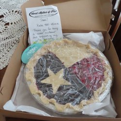Sweet Mother of Pies - Texas pie ~ half blueberry and half cherry! It's still frozen and covered so it looks much prettier with the press and seal off.
