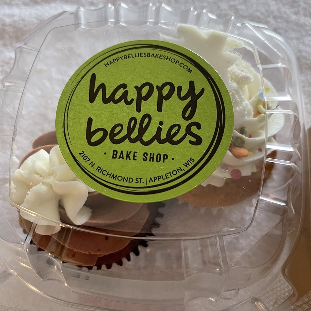 Happy Bellies Bake Shop - Fudge cupcake and a vanilla cupcake. (The fudge one was my favorite) - Bakeries Near Me - Appleton, Wisconsin Happy Bellies Bake Shop - Fudge cupcake and a vanilla cupcake. (The fudge one was my favorite) - Bakeries Near Me - Appleton, Wisconsin