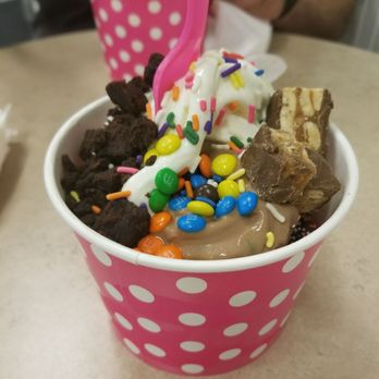 Crazy For Yogurt - So delicious! Chocolate and vanilla with brownie bites, m and ms, snickers, sprinkles and some other goodies. - Ice Cream & Frozen Yogurt Near Me - Carmichael, California Crazy For Yogurt - So delicious! Chocolate and vanilla with brownie bites, m and ms, snickers, sprinkles and some other goodies. - Ice Cream & Frozen Yogurt Near Me - Carmichael, California