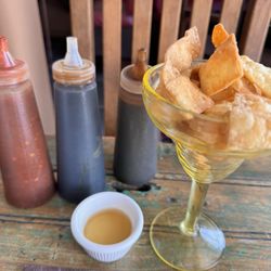 Oko Noodle Bar - Love the fried wonton chips. Comes with a sticky sweet sauce...chili sauce , soy and hoisin available