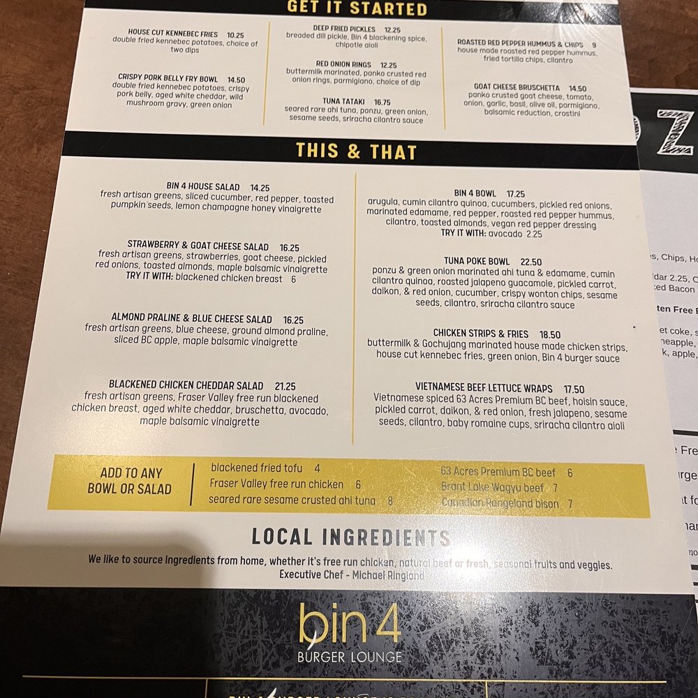 Bin 4 Burger Lounge - Menu - Burgers Near Me - Vancouver, British Columbia Bin 4 Burger Lounge - Menu - Burgers Near Me - Vancouver, British Columbia