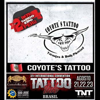 Coyote's Tattoo - Coyote's Tattoo will be present at the Tattoo Ink convention in Brasil - Tattoo Near Me - Harrison, New Jersey Coyote's Tattoo - Coyote's Tattoo will be present at the Tattoo Ink convention in Brasil - Tattoo Near Me - Harrison, New Jersey