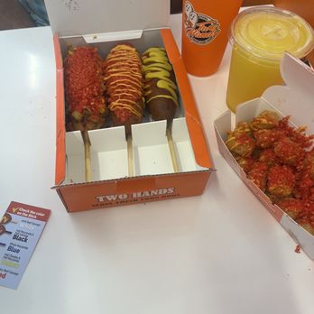 Two Hands Fresh Corn Dogs - Two Hands Signature Set - Hot Dogs Near Me - Troy, Michigan Two Hands Fresh Corn Dogs - Two Hands Signature Set - Hot Dogs Near Me - Troy, Michigan