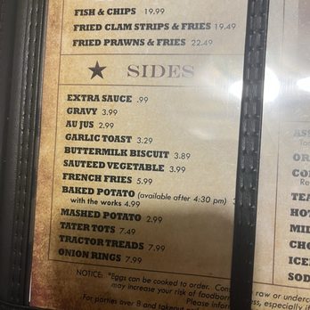 Rusty Tractor Family Restaurant - sides menu - American Near Me - Elma, Washington Rusty Tractor Family Restaurant - sides menu - American Near Me - Elma, Washington