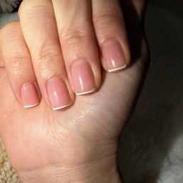 REALLY crooked micro French nails REALLY crooked micro French nails