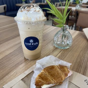 Azul Cafe - Frappuccino & Mini Plain Croissant cheese and him sandwich - Desserts Near Me - Yuma, Arizona Azul Cafe - Frappuccino & Mini Plain Croissant cheese and him sandwich - Desserts Near Me - Yuma, Arizona