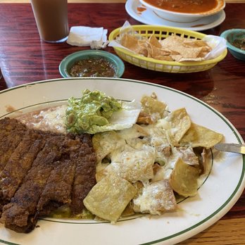Tepechi Restaurant - Milanesa Chilaquiles Beans and guacamole was great The birria was good but I don't like goat my father said it was good lol - Mexican Near Me - Long Beach, California Tepechi Restaurant - Milanesa Chilaquiles Beans and guacamole was great The birria was good but I don't like goat my father said it was good lol - Mexican Near Me - Long Beach, California