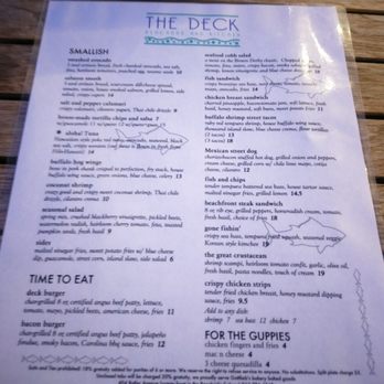 The Deck - Front menu - New American Near Me - Tybee Island, Georgia The Deck - Front menu - New American Near Me - Tybee Island, Georgia