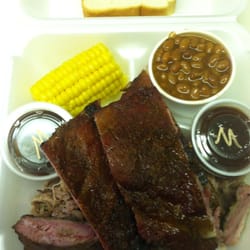 Combo plate w/ pork and ribs. Beans and corn for sides. The beans are the best around, by a long shot!