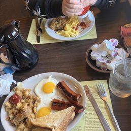 My hearty breakfast and I loved that I can refill my own coffee cup. My hearty breakfast and I loved that I can refill my own coffee cup.