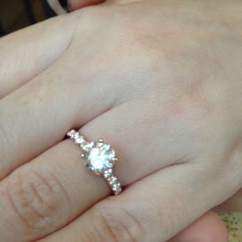 Jangmi - 14k Rose Gold Band with Side Diamonds.Center Stone .90 GIA Cert. Triple Excellent, F colorless diamond with no florescence. - Jewelry Near Me - New York, New York