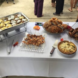 Eggs benedict; bacon wrapped shrimp, quiche, danishes & pretzel croissants! Eggs benedict; bacon wrapped shrimp, quiche, danishes & pretzel croissants!