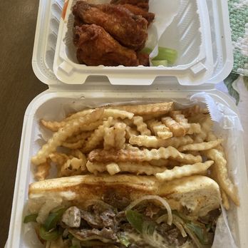 American Deli - Beef Philly w/ fries and 5pc Wings Combo - Chicken Wings Near Me - Los Angeles, California