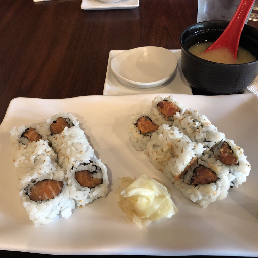 Kai Sushi - South Loop - On the left is the salmon and on the right is the spicy tuna roll. Not quite filling enough for a person like me. - Sushi Bars Near Me - Chicago, Illinois Kai Sushi - South Loop - On the left is the salmon and on the right is the spicy tuna roll. Not quite filling enough for a person like me. - Sushi Bars Near Me - Chicago, Illinois
