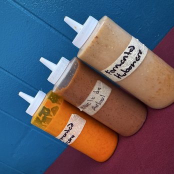 Tenampal - House made sauces from mild to spicy (left to right) - Mexican Near Me - Los Angeles, California