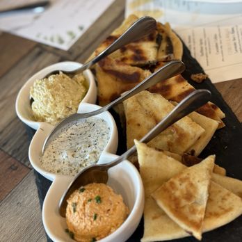 Beeside Balcony - Side Garlic Aioli && Hummus && Tzatziki to bathe the Triangle pieces of warm Pita - Mediterranean Near Me - LA JOLLA, California