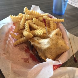 Philly wrap and fries. (Other half of wrap was eaten by my sister)