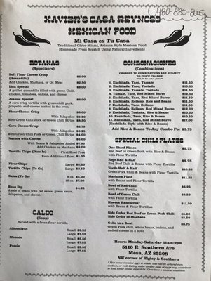 Menu photo 5 Xaviers Casa Reynoso Mesa, AZ Menu photo 5 Xaviers Casa Reynoso Mesa, AZ