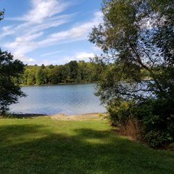 West Branch State Park Campground - The lake is so beautiful and a great beach area right between campsite  160 and 163. Huge camp lots with room for a camper and tents.