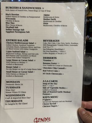 Menu photo 3 GINO's Restaurant & Bar Tampa, FL Menu photo 3 GINO's Restaurant & Bar Tampa, FL