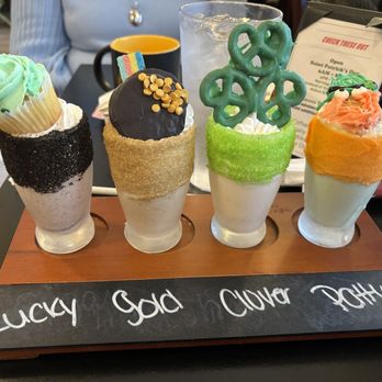 The Yolk Grill - St Patrick's Day Milkshake Flight (It's pricey but 1000% worth it!) - Waffles Near Me - Nashua, New Hampshire The Yolk Grill - St Patrick's Day Milkshake Flight (It's pricey but 1000% worth it!) - Waffles Near Me - Nashua, New Hampshire