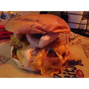 River City Cafe - The Cowboy Burger with fresh fried pork rinds - American Near Me - Myrtle Beach, South Carolina River City Cafe - The Cowboy Burger with fresh fried pork rinds - American Near Me - Myrtle Beach, South Carolina