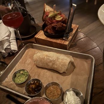 Yardbird - Burrito with guac , sun-dried tomato and garlic oil , salsa and sour cream. - Southern Near Me - Las Vegas, Nevada
