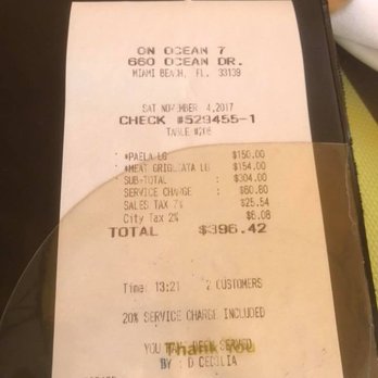 On Ocean 7 Cafe - $400 for only 2 dishes!! No drink!!CRAZY. - New American Near Me - Miami Beach, Florida On Ocean 7 Cafe - $400 for only 2 dishes!! No drink!!CRAZY. - New American Near Me - Miami Beach, Florida