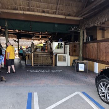 Boondocks Grille & Draft House - Outside, up these stairs is the host stand and to the left is their store - Mini Golf Near Me - Summerland Key, Florida