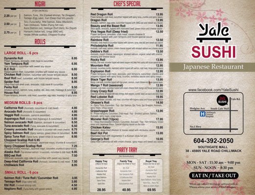 Menu photo 1 Yale Sushi Chilliwack, BC
