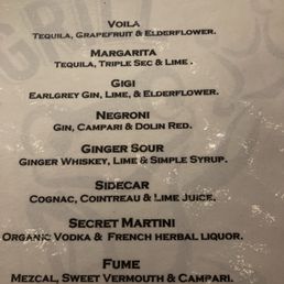 Simple but nice cocktail menu.