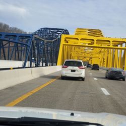 Chuck Yeager Bridge - New paint in Gold and Blue. (Bride rededicated Oct 13, 2023 with a P-51 flyover)