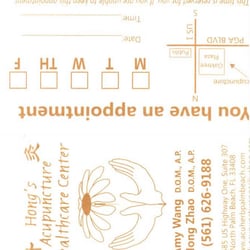 Hong's Acupuncture Health Care Center - Business card