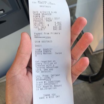 Chevron - Receipt - Gas Stations Near Me - Dublin, California